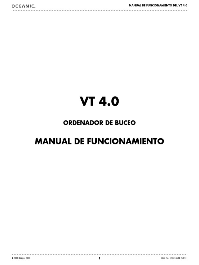 Oceanic VT 4.0 Manual Castellano | PDF | Buceo bajo el agua