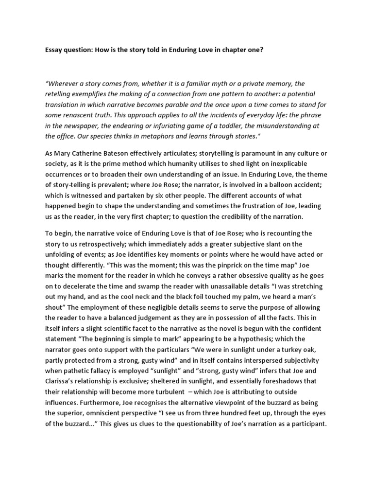 Narrative Techniques in Enduring Love | PDF | Narration | Narrative