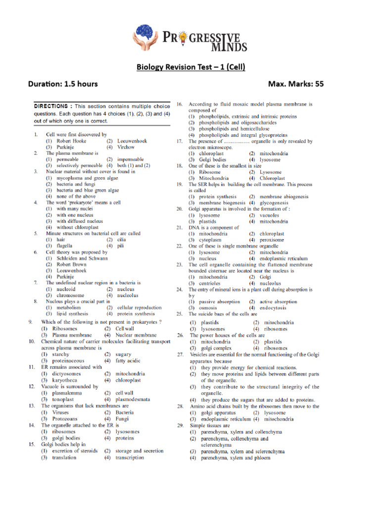 Class 9 Bio Test 23 Sep PDF Endoplasmic Reticulum Cell (Biology)