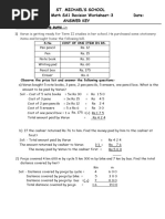 MATH SA1 REVISION W.S - 3 Answer Key