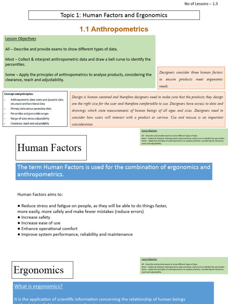 1 1 Anthropometrics 2 Download Free Pdf Human Factors And