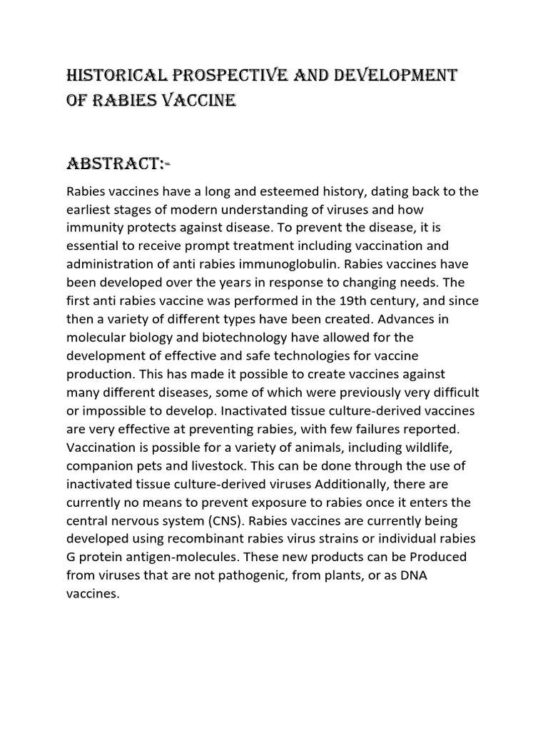 Review On Rabies Vaccine PDF