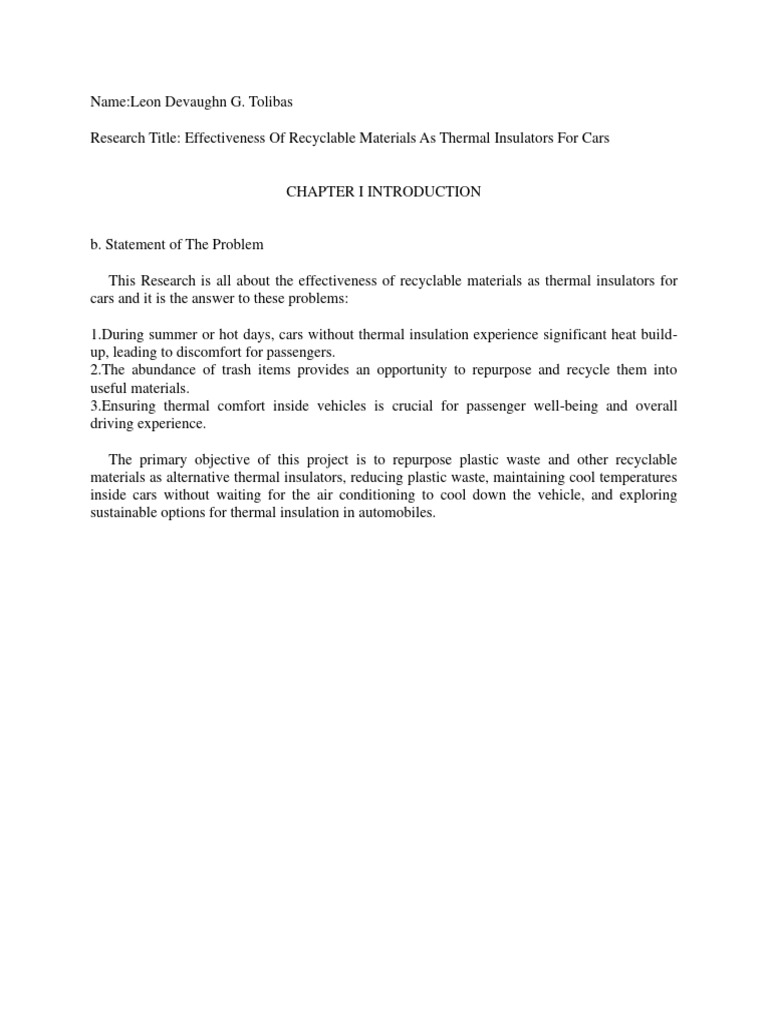 Statement of The Problem | PDF