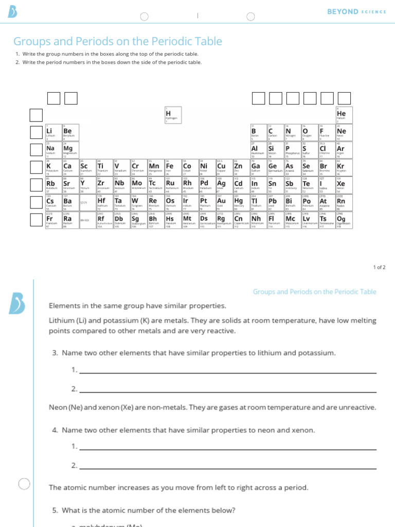 Periodic Table Worksheet Higher PDF