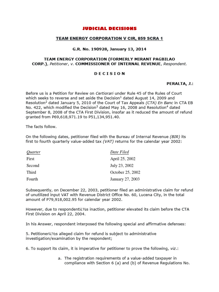 Judicial Decisions Cases PDF Precedent Value Added Tax