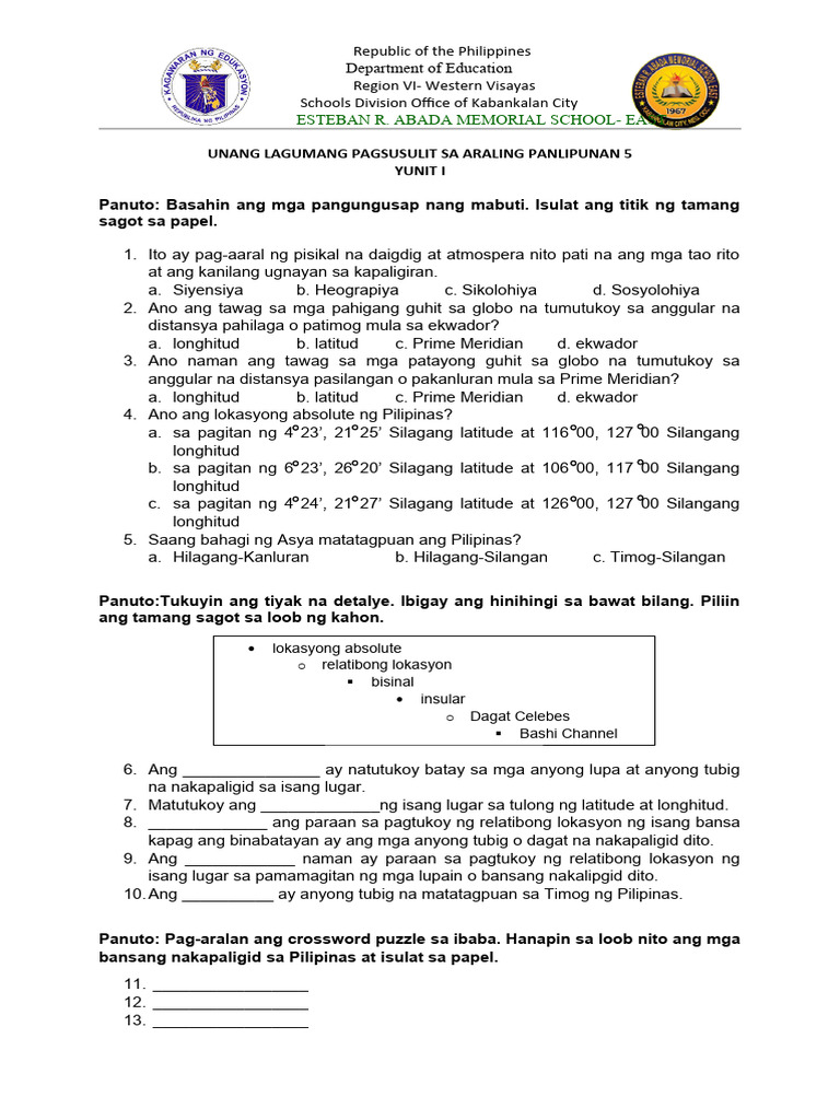 Ap 5 q1 summative test no 1 pdf