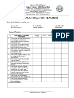 Feedback Form For Teachers