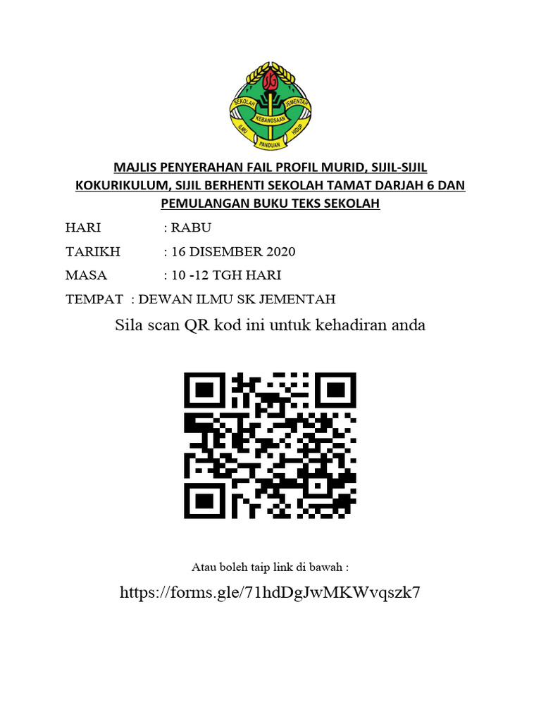 QR Kehadiran Tahun 6 | PDF