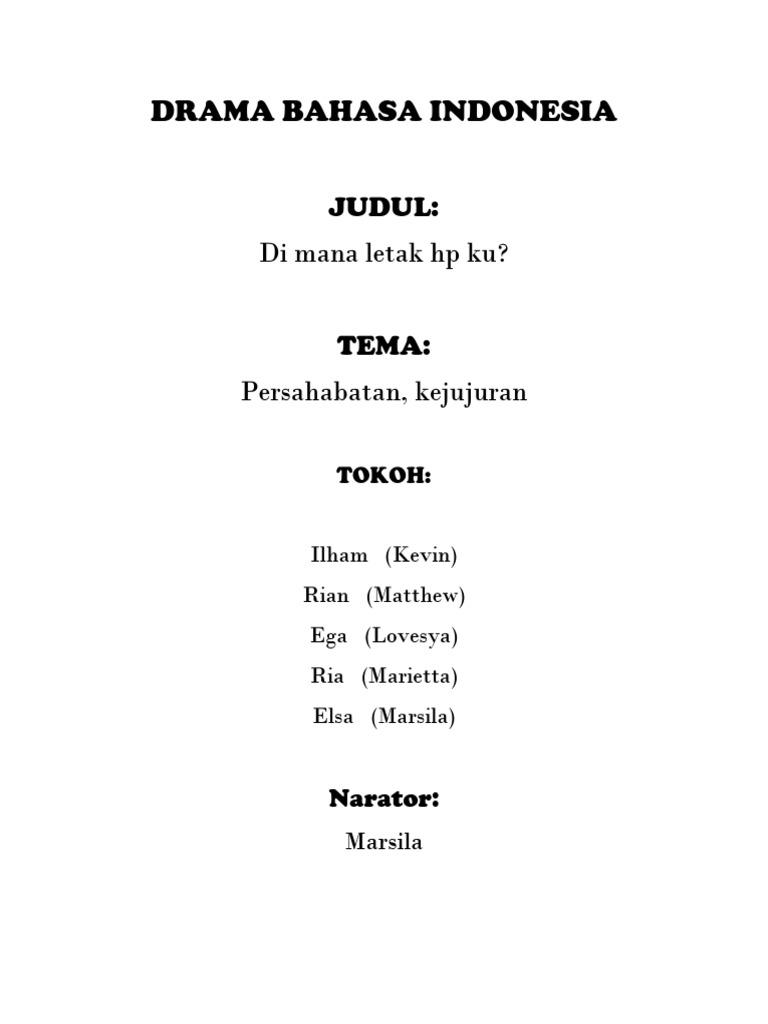 Drama Bahasa Indonesia | PDF