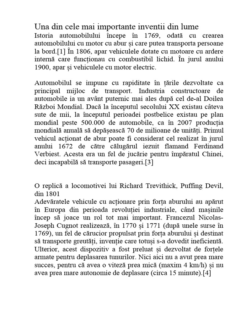 Una Din Cele Mai Importante Inventii Din Lume | PDF