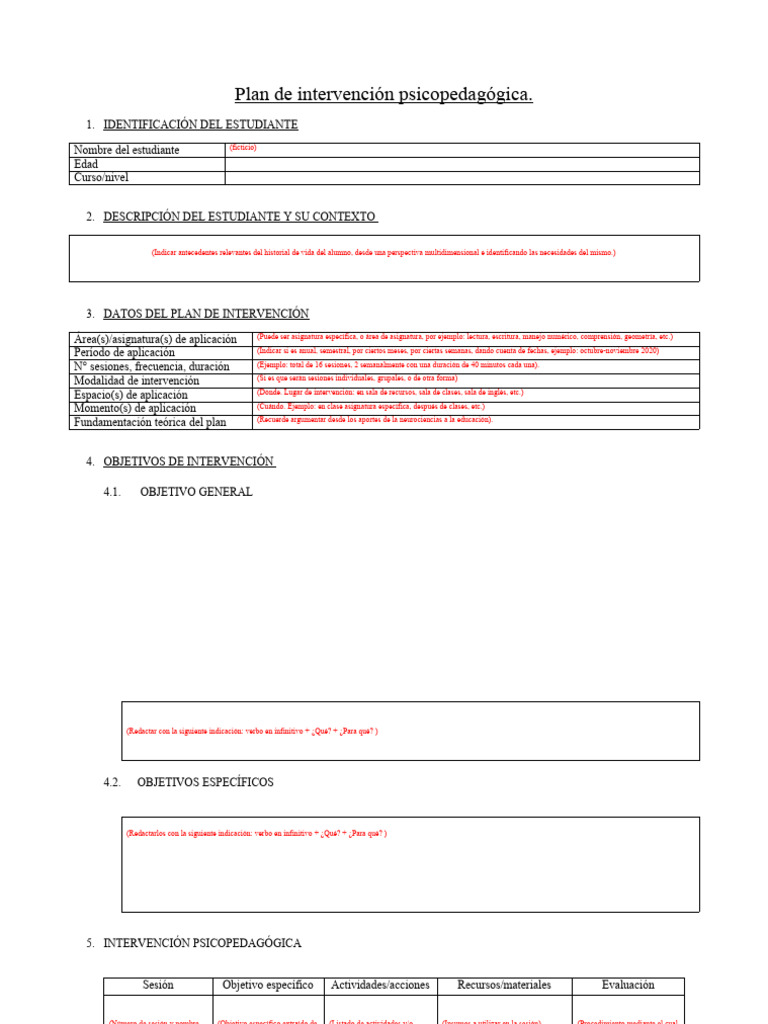 Plan de Intervención Psicopedagógica | PDF | Aprendizaje