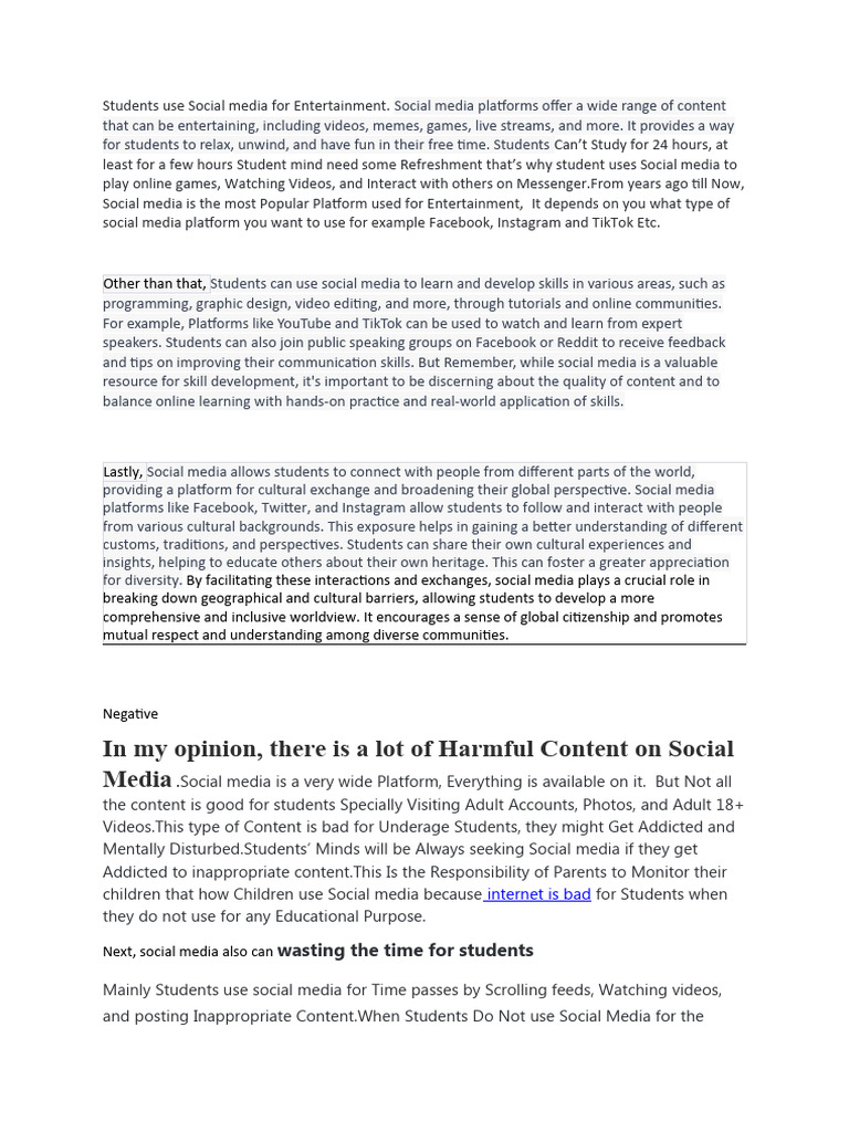 Social Media's Impact on Students | PDF | Social Media | Popular ...