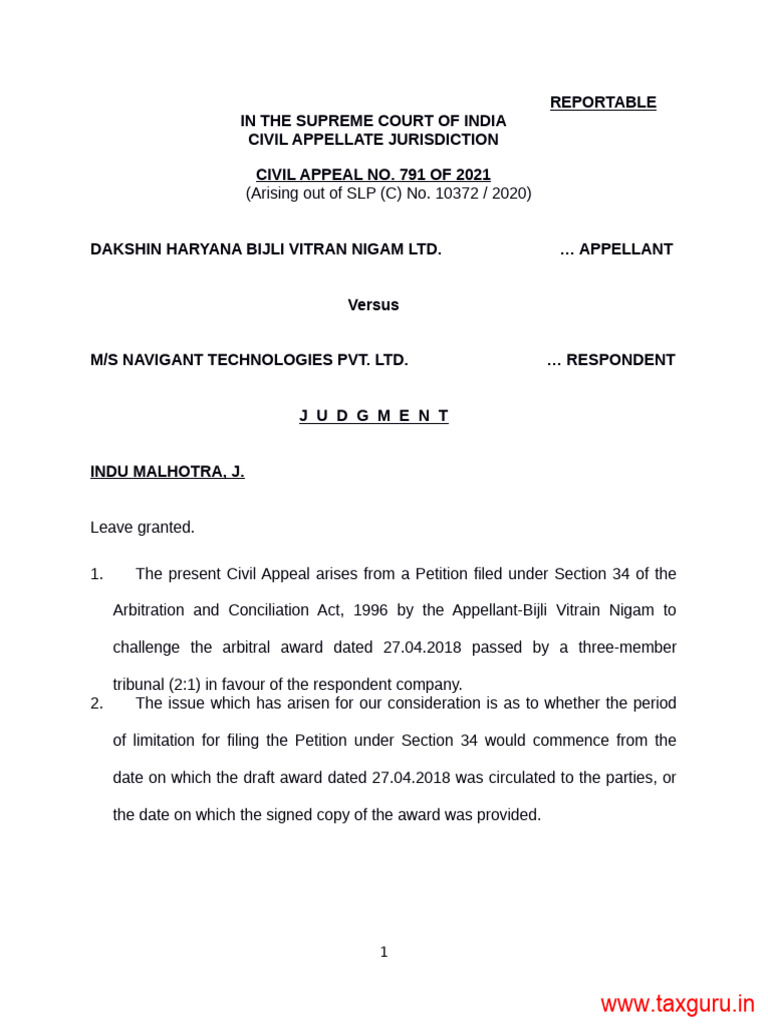Dakshin Haryana Bijli Vitran Nigam Ltd Vs Navigant Technologies Pvt