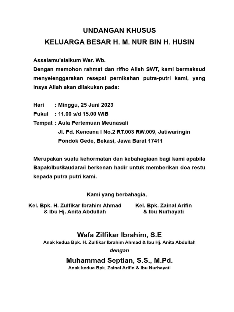 UNDANGAN KELUARGA | PDF