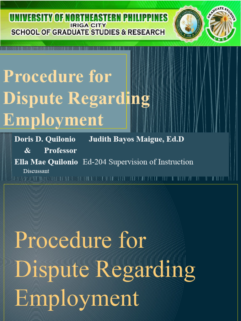 Procedure For Dispute Regarding Employment | PDF | Teachers | Employment