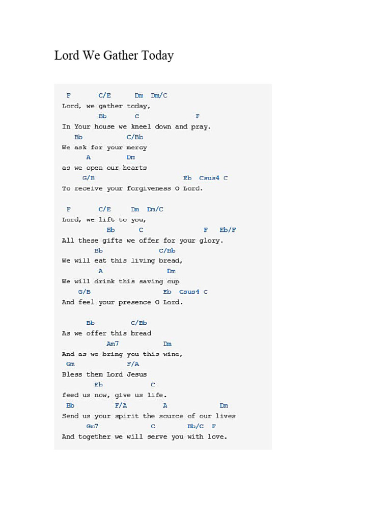 Lord we gather today pdf