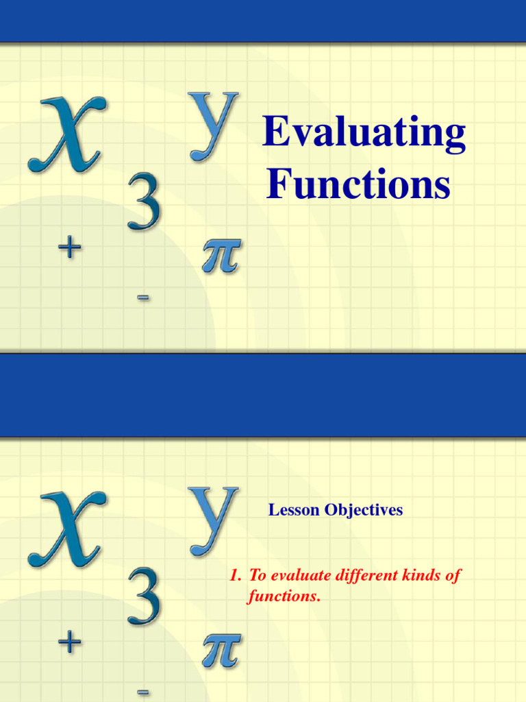 Evaluating functions pdf