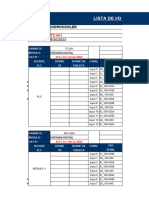 Lista de I/O Tablero PLC Hidrocooler