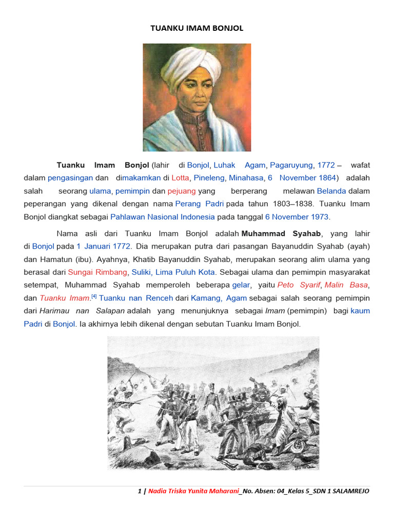 Tuanku Imam Bonjol | PDF | Perjalanan | Sejarah