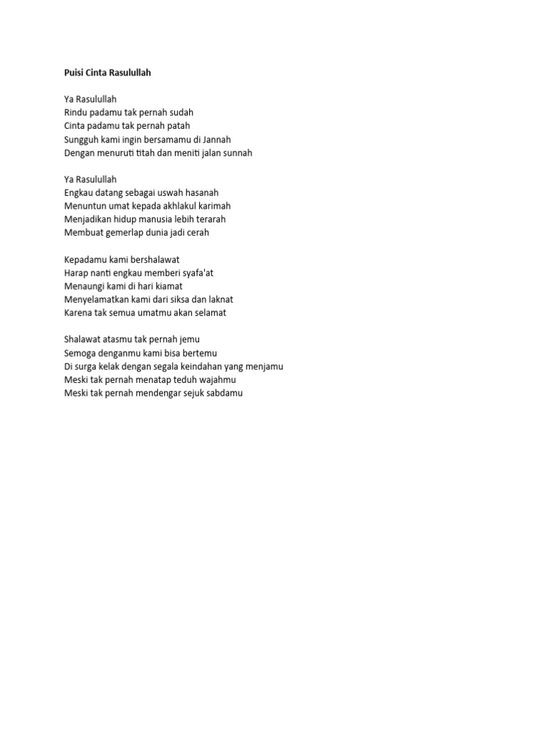 Puisi Cinta dan Rindu kepada Rasulullah | PDF | Agama & Spiritualitas ...