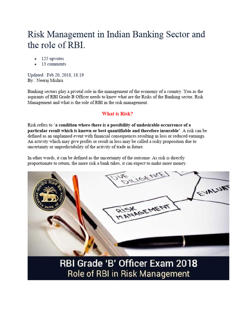 Risk Management in Indian Banking Sector and The Role of RBI PDF