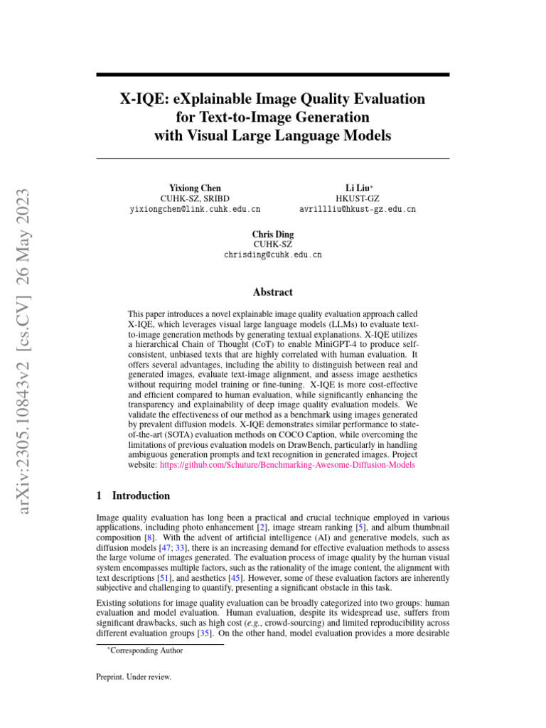 Explainable Image Quality Evaluation For Text-to-Image Generation With ...