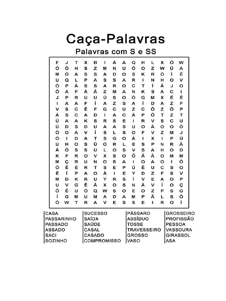 Caça Palavra S e Ss | PDF