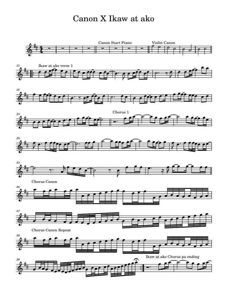 Canon x ikaw at ako violin music sheet pdf