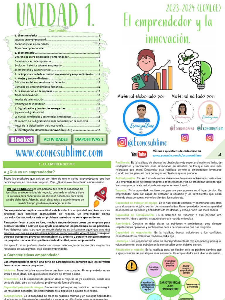 Unidad 1 El Emprendedor Y La Innovación Pdf