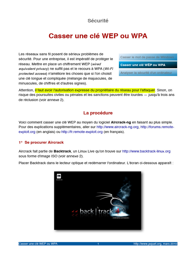 Casser une clé WEP avec Aircrack-ng | PDF | Interface graphique | Linux