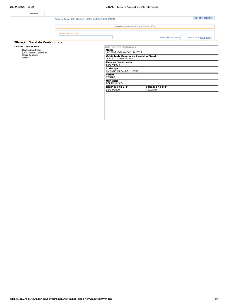 eCAC - Centro Virtual de Atendimento | PDF