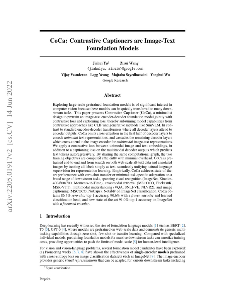 COCA IMAGENET intelligence overview