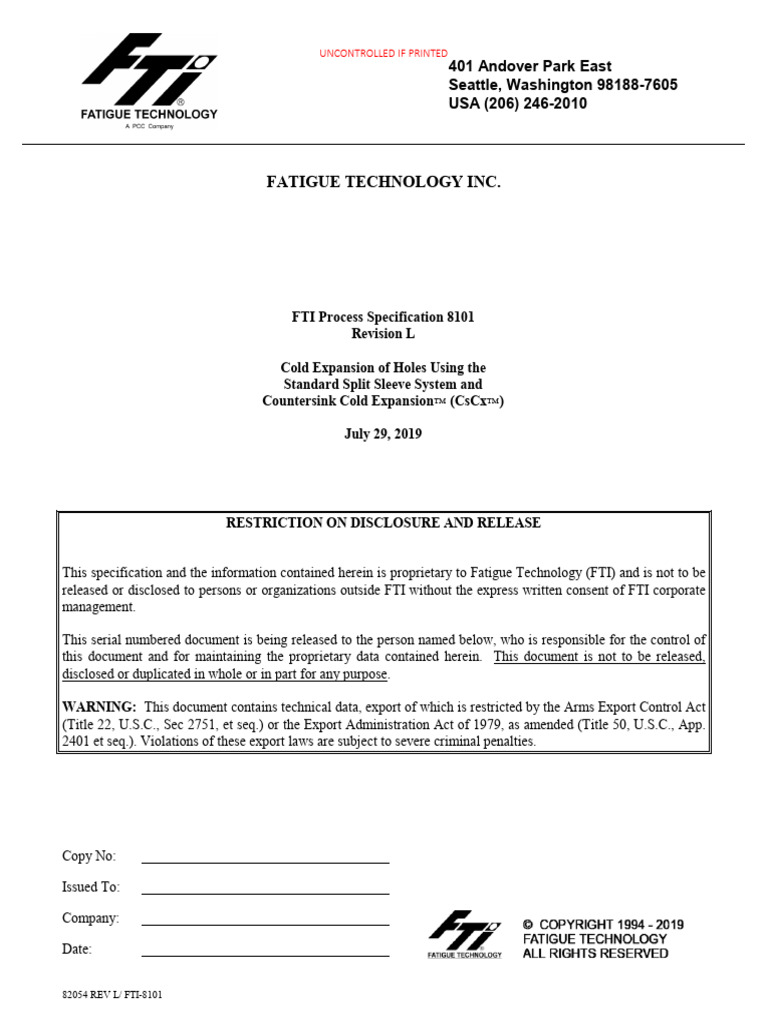 Split Sleeve Cold Expansion (8101) | PDF