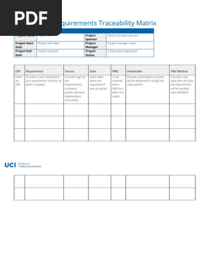 Requirements Traceability Matrix (Template)