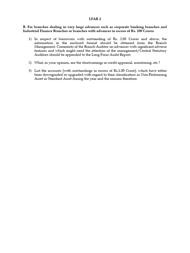 LFAR 2 for Large Advances Audit | PDF | Debits And Credits | Economies