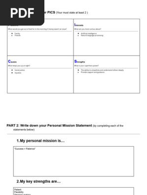 PICS and Personal Mission Statement