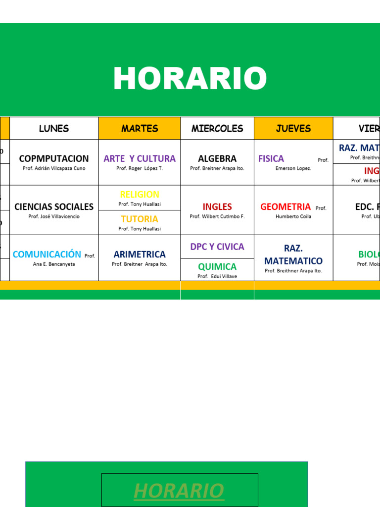 Horario de Kevin | PDF | Ciencias sociales | Estudios de idiomas ...