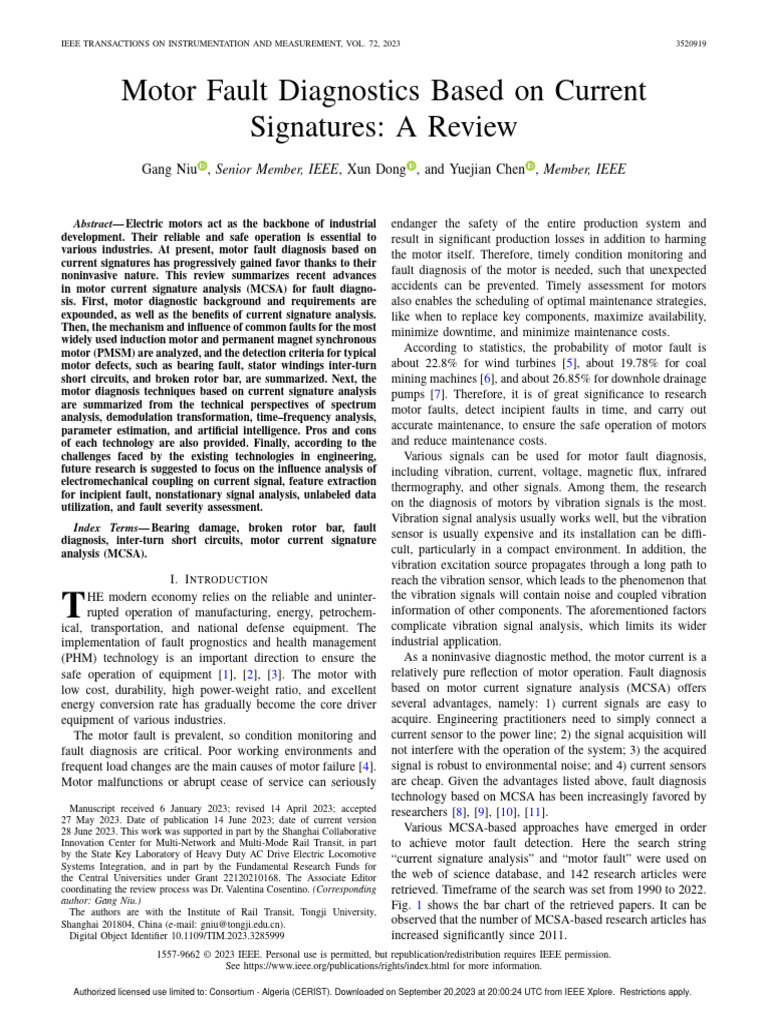 Current Signature Analysis for Motor Diagnostics | PDF | Electric Motor ...
