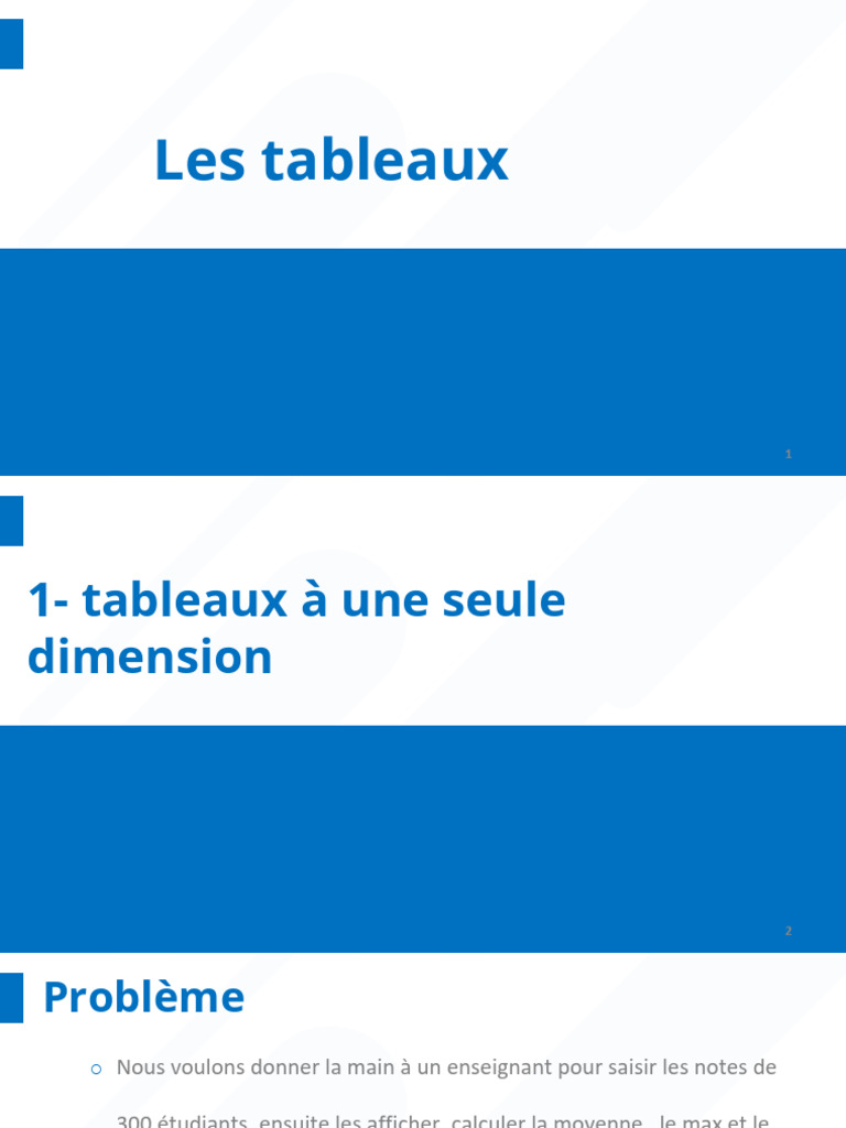 Introduction aux Tableaux en Programmation | PDF | Mathématiques ...