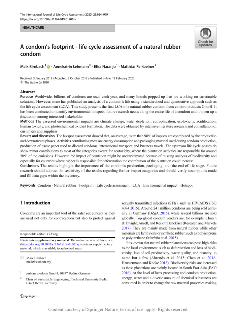 Eco Impact of Natural Rubber Condoms | PDF
