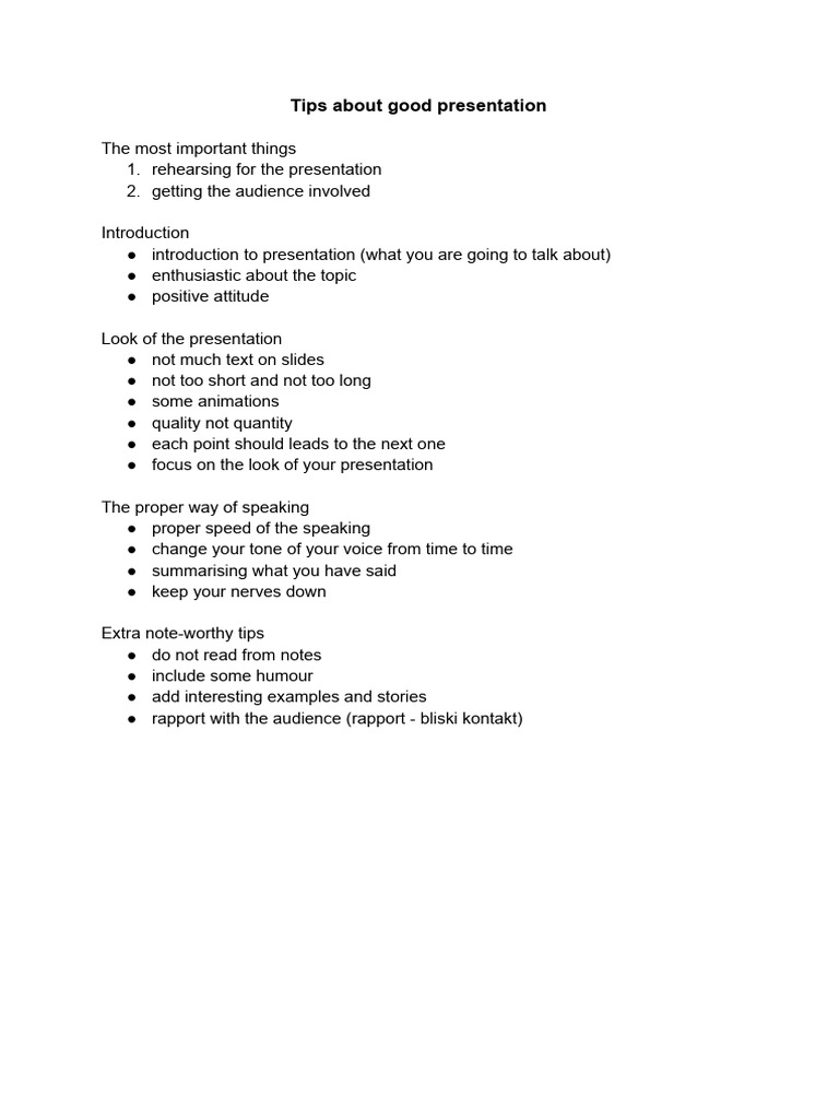 Tips About Good Presentation (Updated) PDF