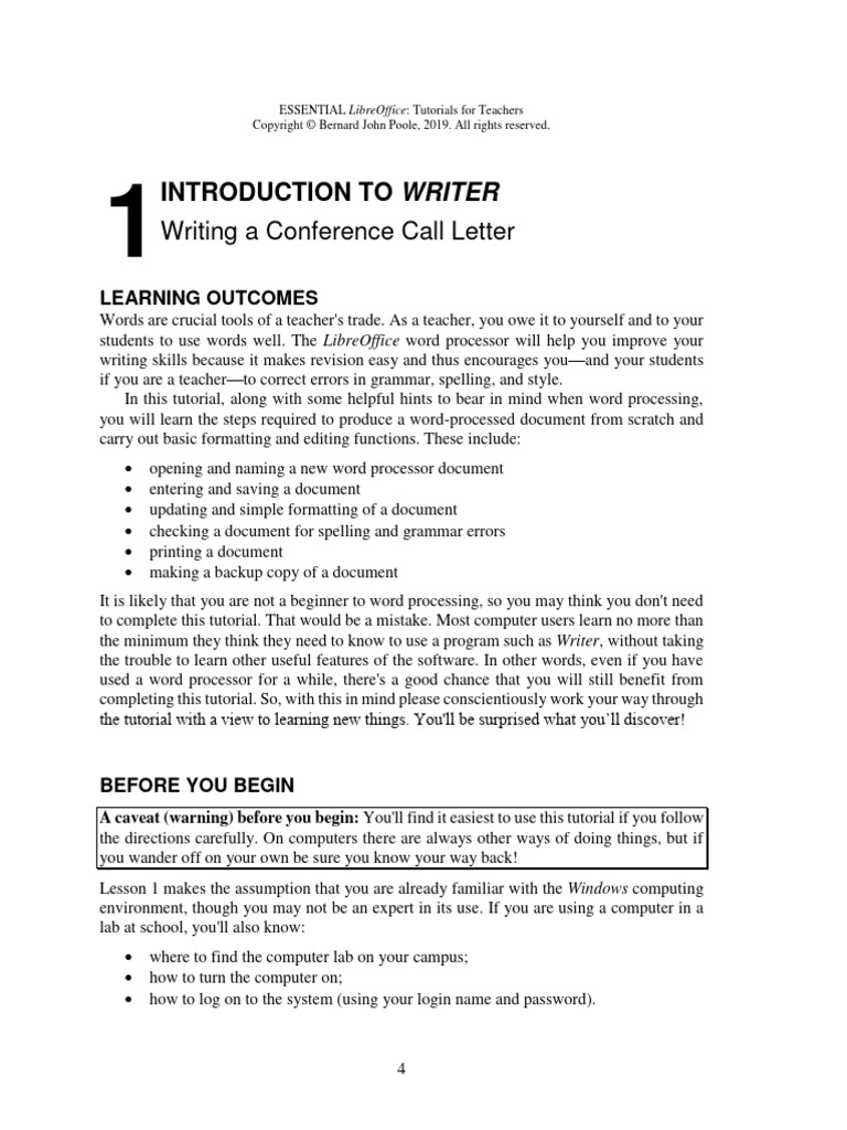 Libre Office Lesson 1 PDF Computer File Text