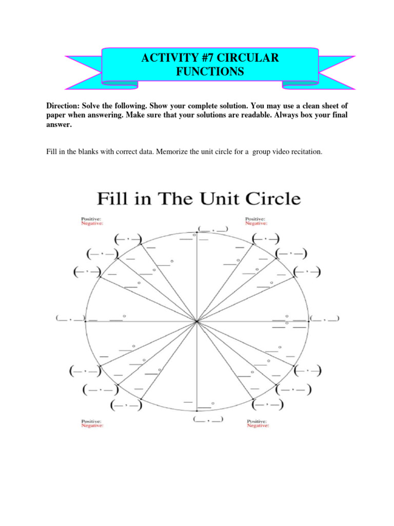 Activity #7 Circular Functions | PDF