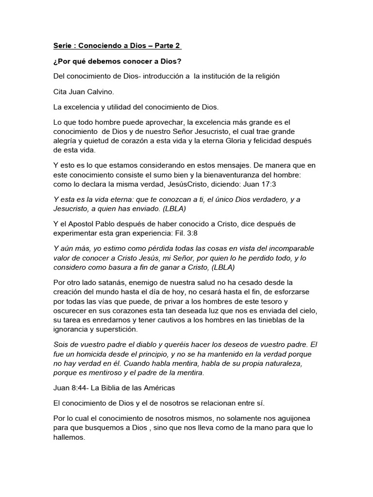 La Importancia de Conocer a Dios | PDF | Dios | Cristo (título)