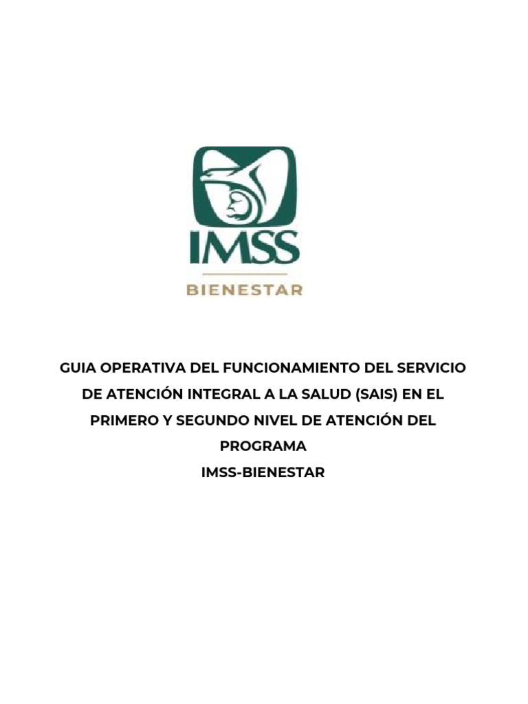Guía del Servicio SAIS en IMSS-BIENESTAR | PDF | Salud y bienestar ...