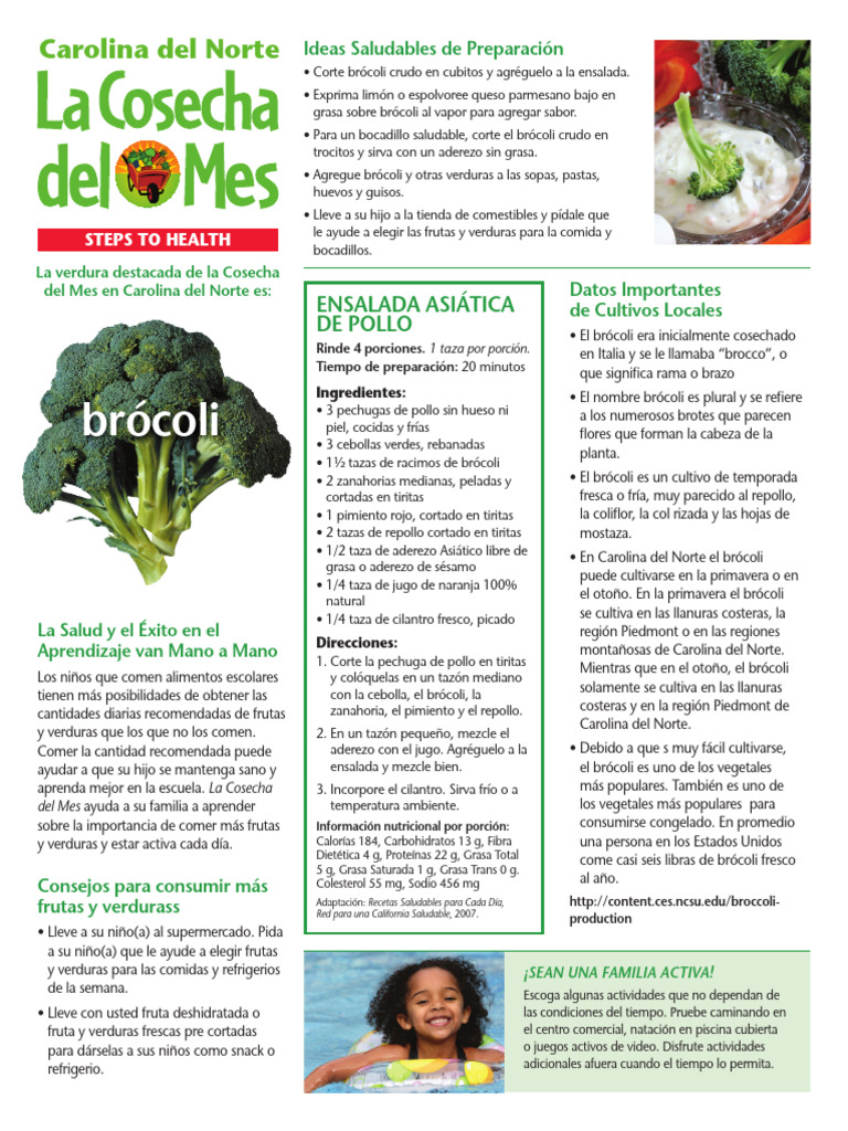 NC HOTM Broccoli Spanish PDF Brócoli Vegetales