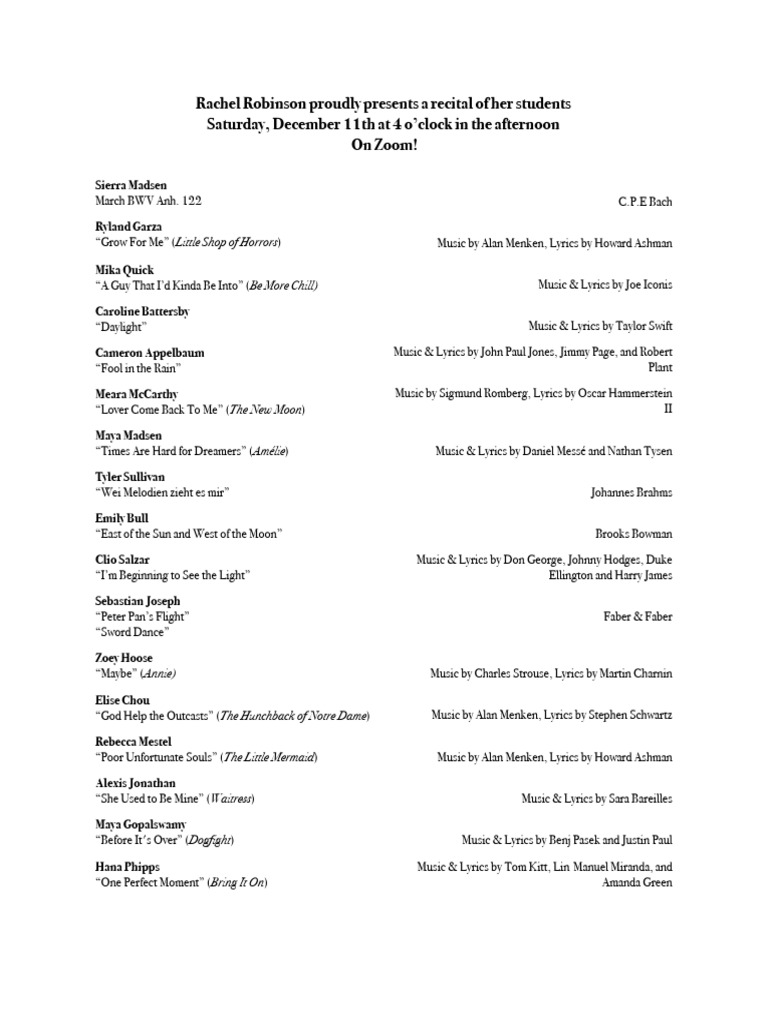Virtual Student Recital: Dec 11 | PDF | Musicians