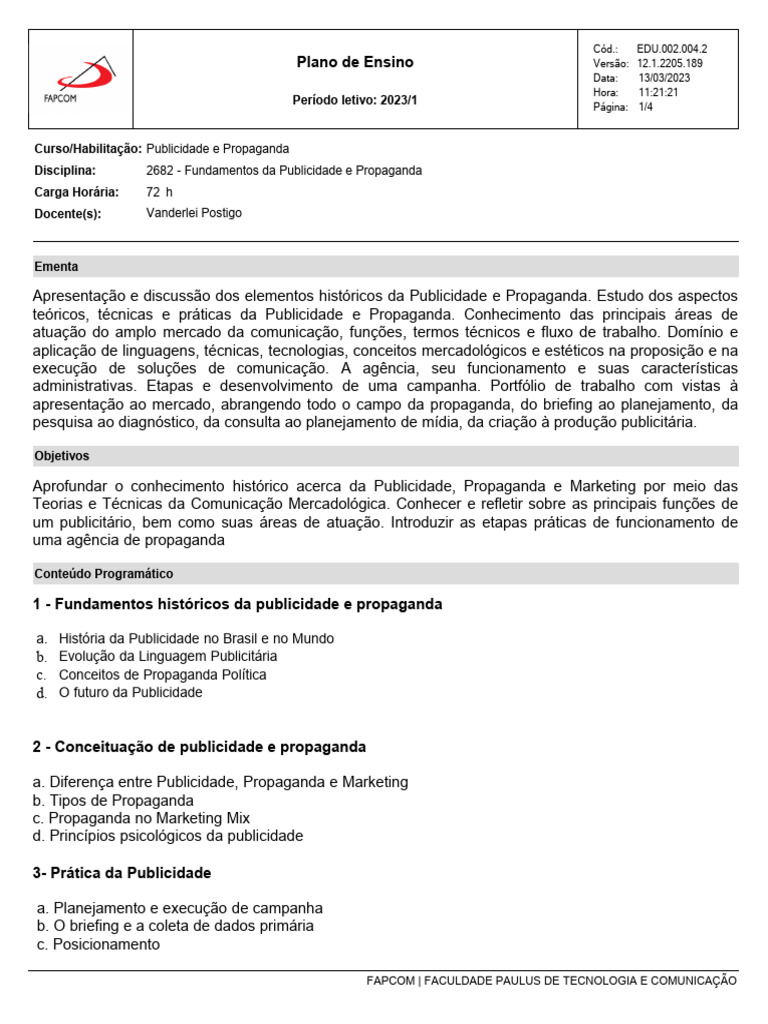 Fundamentos da Publicidade e Propaganda | PDF | Publicidade | Marketing