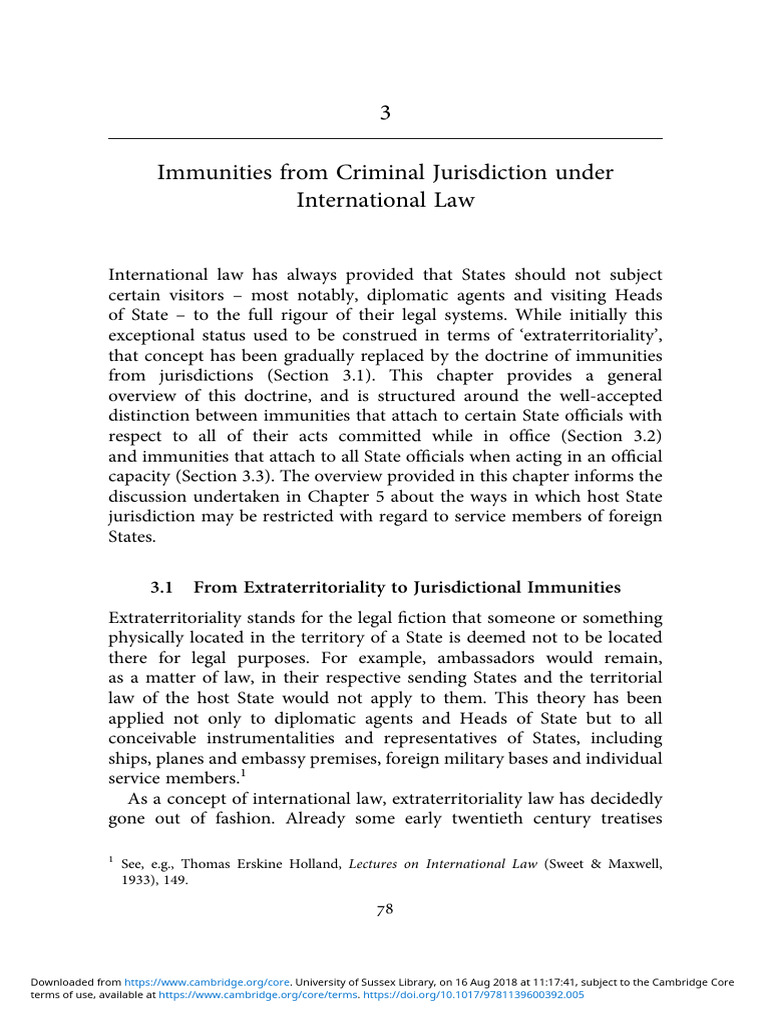 Immunities from Jurisdiction in Law | PDF | Politics
