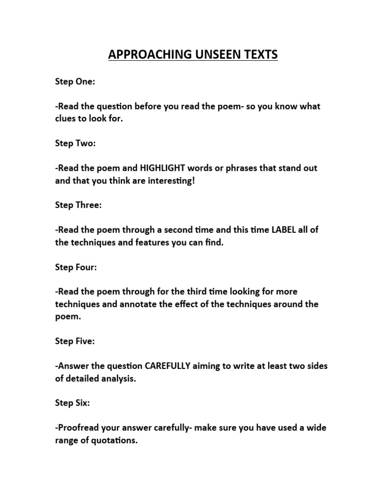 Unseen Poetry Analysis Guide | PDF | Poetry